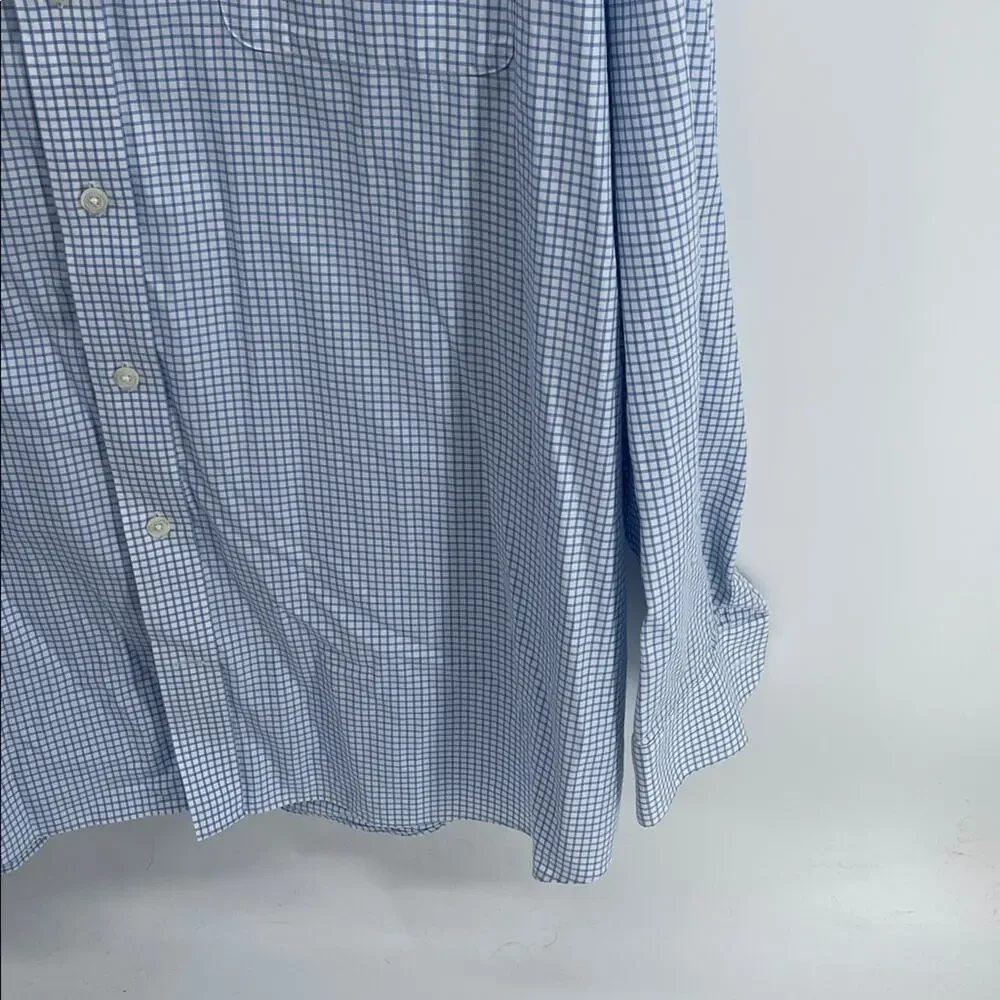 Duluth Trading Co. cotton windowpane plaid long sleeve button up dress shirt